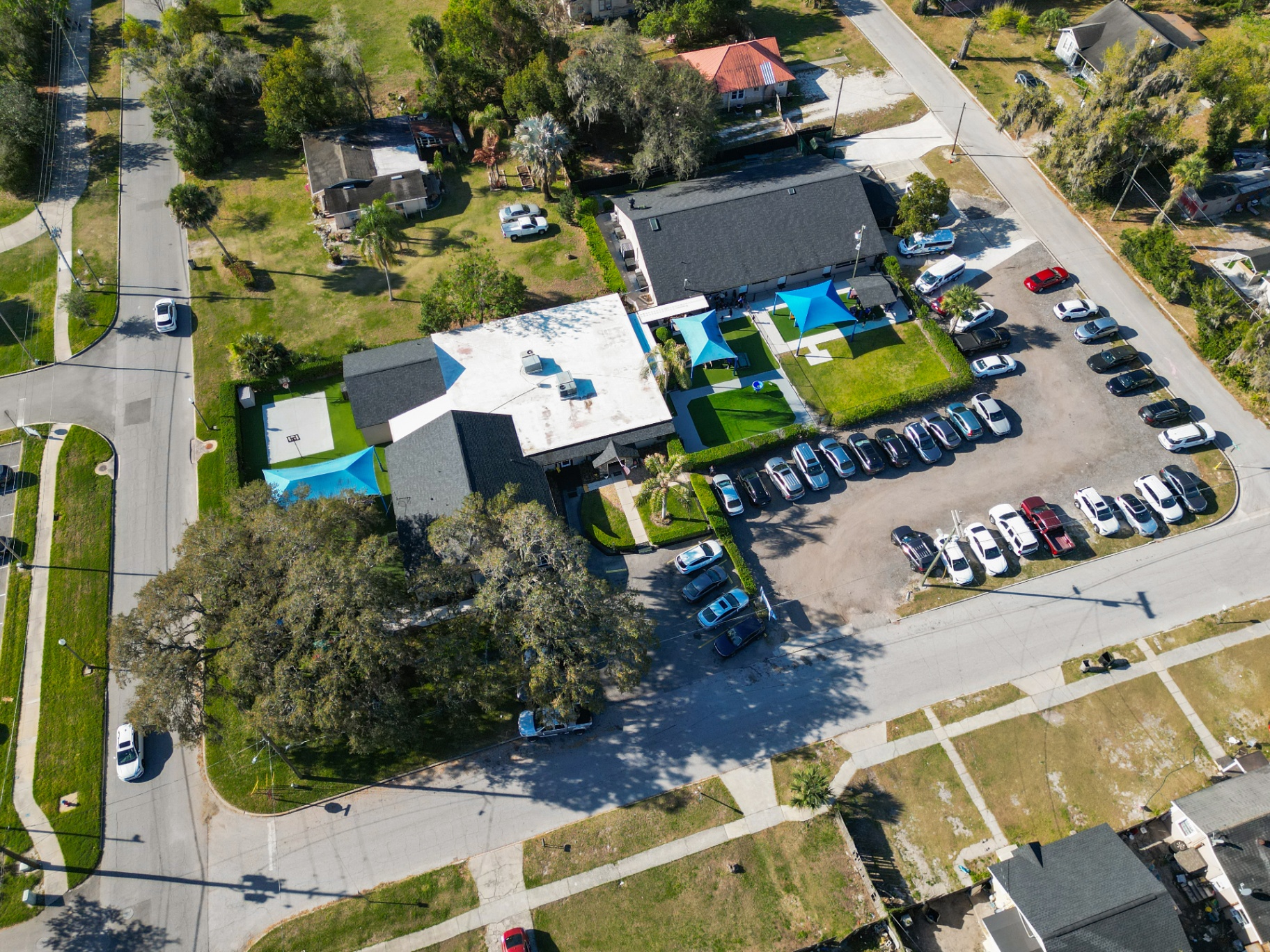 Aerial view of Apopka Child Academy campus and playground